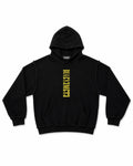 SUDADERA OVERSIZE 550 GSM — COSTURAS EXPUESTAS — NEGRO CON LOGO AMARILLO — Negro con logo amarillo