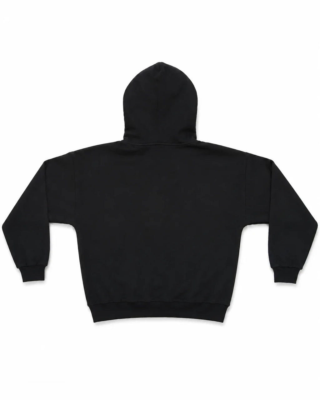 SUDADERA OVERSIZE 550 GSM — SIN COSTURAS EXPUESTAS — NEGRO · BORDADO DELANTERO ENTRE BOLSILLOS — Negro · bordado delantero entre bolsillos
