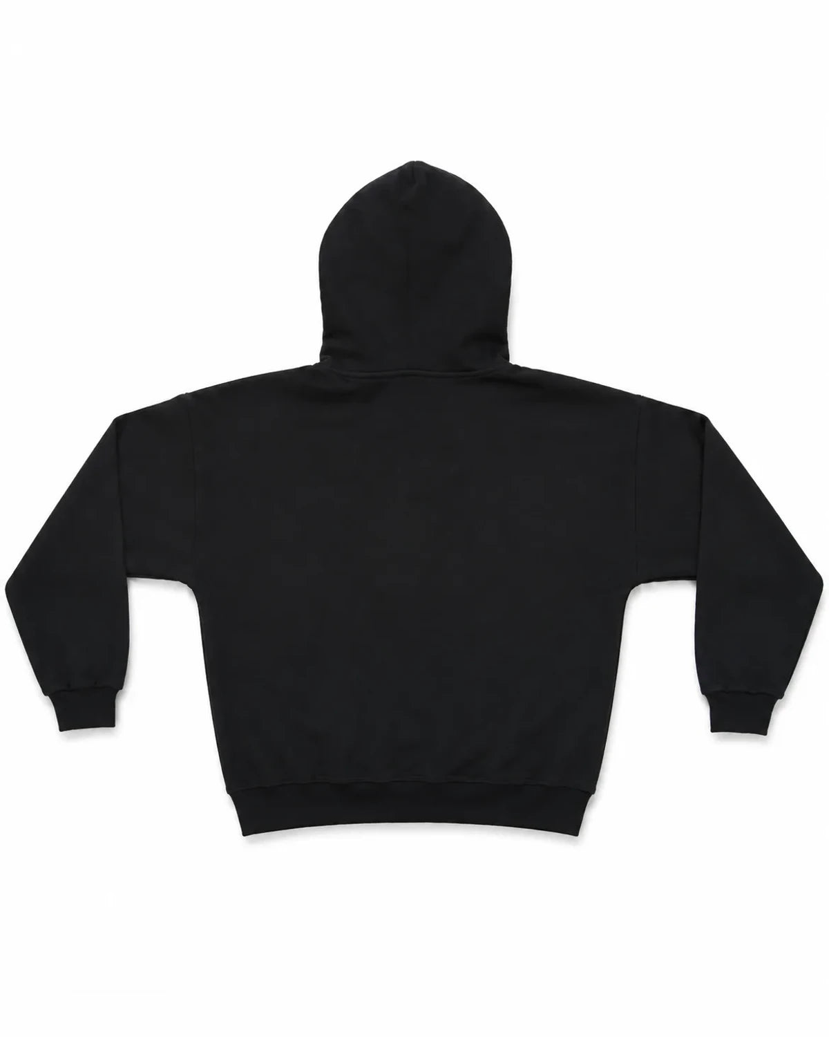 SUDADERA OVERSIZE 550 GSM — SIN COSTURAS EXPUESTAS — NEGRO · BORDADO DELANTERO ENTRE BOLSILLOS — Negro · bordado delantero entre bolsillos