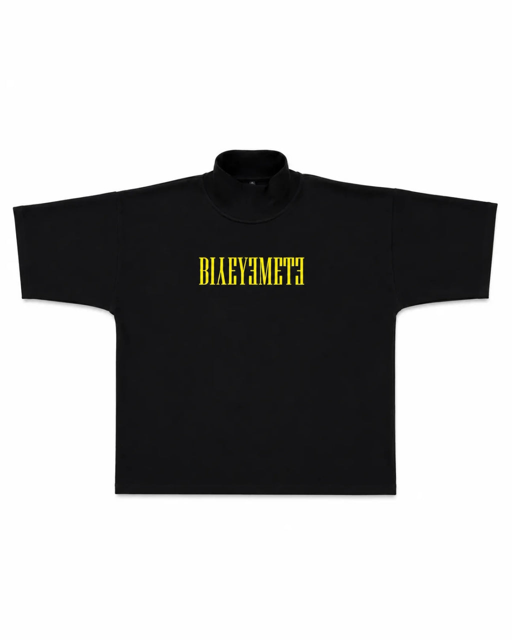 CAMISETA OVERSIZE PREMIUM 355 GSM — CUELLO ALTO — NEGRO CON LOGO AMARILLO — Negro con logo amarillo
