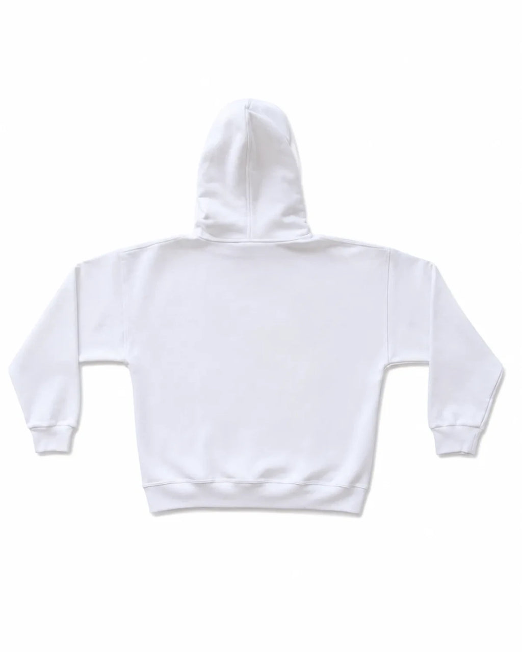 SUDADERA OVERSIZE 550 GSM — SIN COSTURAS EXPUESTAS — BLANCO · BORDADO DELANTERO ENTRE BOLSILLOS — Blanco · bordado delantero entre bolsillos