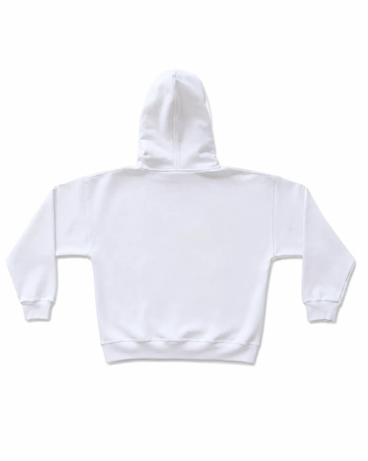 SUDADERA OVERSIZE 550 GSM — SIN COSTURAS EXPUESTAS — BLANCO · BORDADO DELANTERO ENTRE BOLSILLOS — Blanco · bordado delantero entre bolsillos