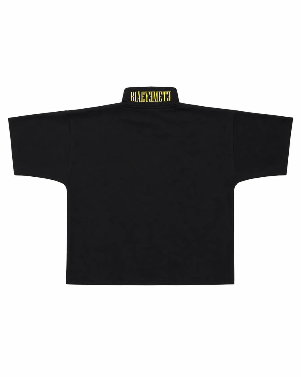 CAMISETA OVERSIZE PREMIUM 355 GSM — CUELLO ALTO — NEGRO CON LOGO AMARILLO — Negro con logo amarillo