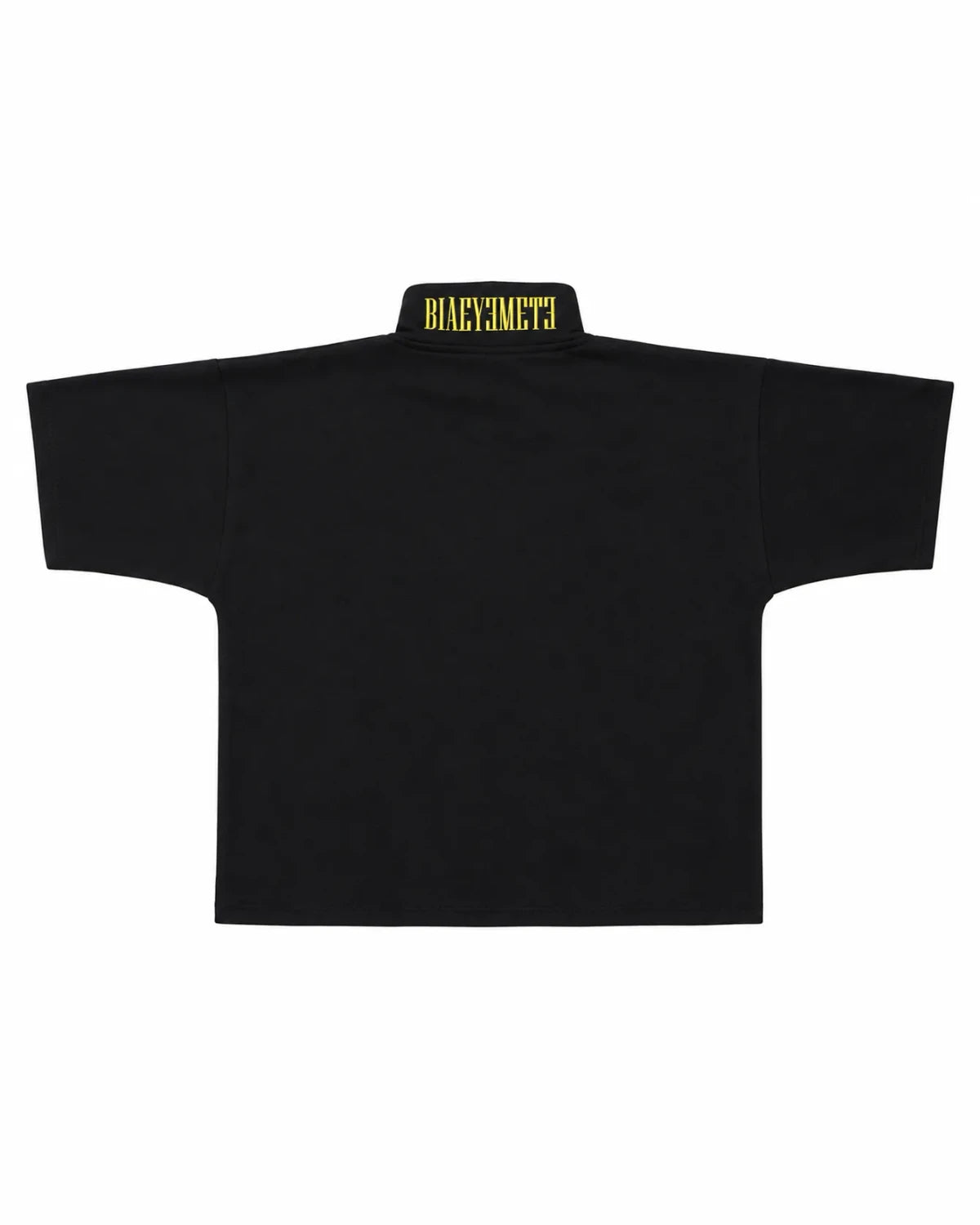 CAMISETA OVERSIZE PREMIUM 355 GSM — CUELLO ALTO — NEGRO CON LOGO AMARILLO — Negro con logo amarillo