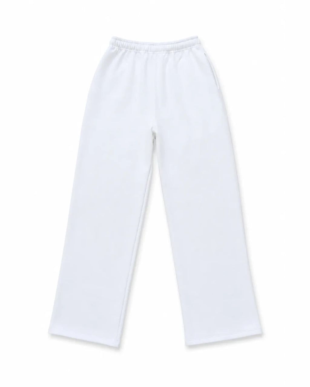 PANTALÓN OVERSIZE 550 GSM — SIN COSTURAS EXPUESTAS — BLANCO · BORDADO DELANTERO ENTRE BOLSILLOS — Blanco · bordado delantero entre bolsillos